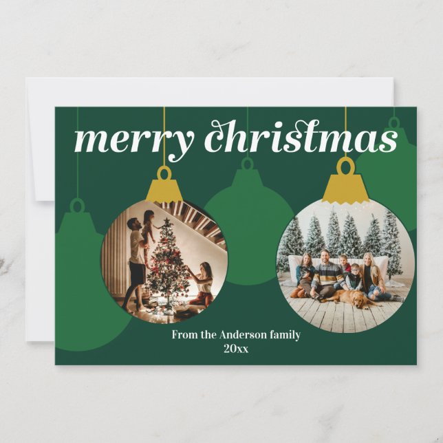 Carte de Noël ornementale avec deux photos (Devant)