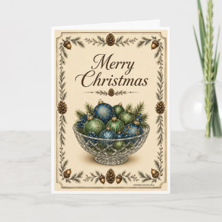 Carte de Noël - Ornements dans un bol