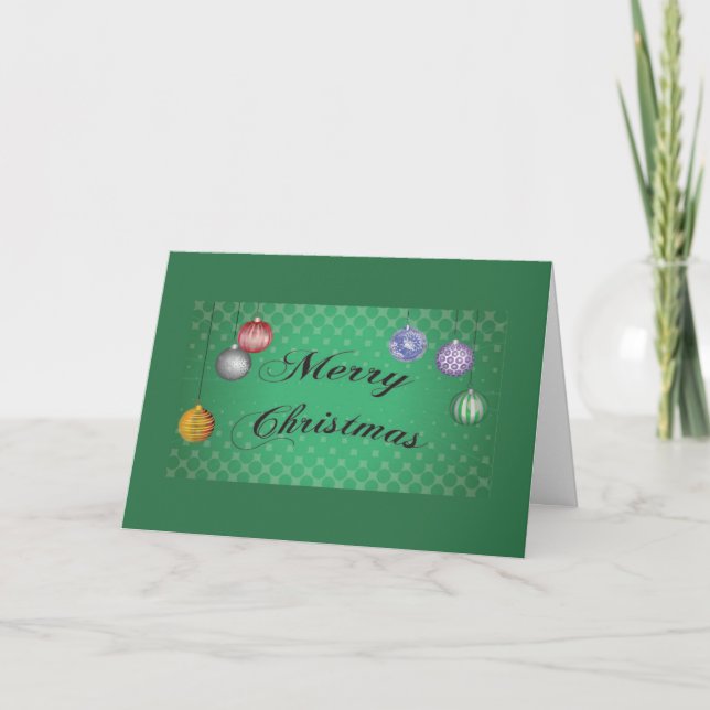 Carte de Noël Ornements Vacances Vert (Devant)