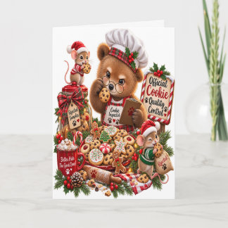Carte de Noël Ours Contrôle Qualité Cookies de Noë