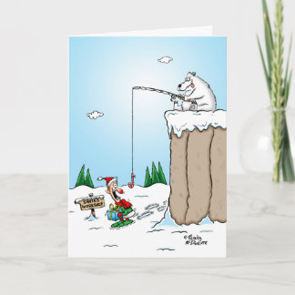 Carte de Noël Ours Polaire Pêche pour Elfes