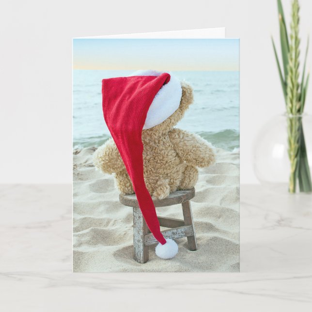 Carte de Noël Ourson en Peluche Vous Manque (Devant)