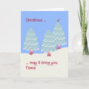 Carte de Noël paisible avec arbres et neige