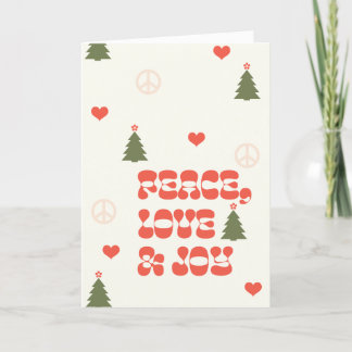 Carte de Noël Paix, Amour et Joie