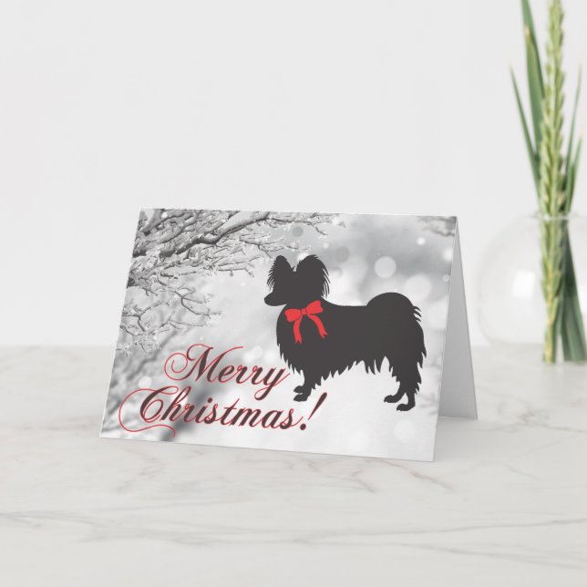 Carte de Noël Papillon Dog (Devant)