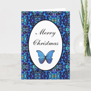 Carte de Noël Papillon Morpho Bleu