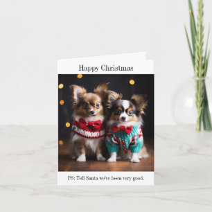 Carte de Noël Papillon Puppies