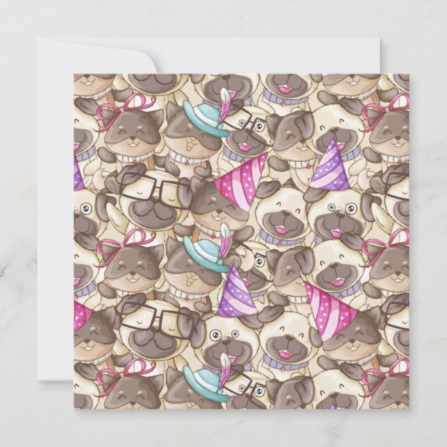 Carte de Noël Party Pugs (Devant)