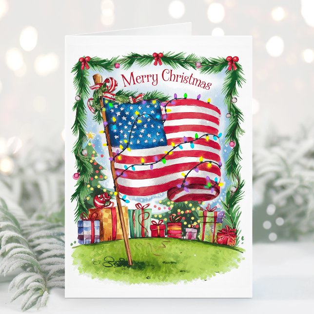 Carte de Noël Patriotique Aquarelle (Créateur téléchargé)