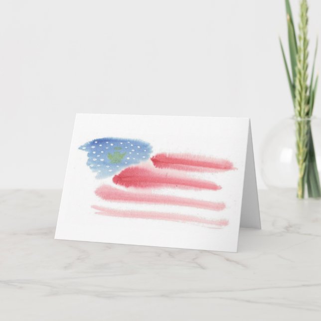 Carte de Noël patriotique de drapeau et d'ange - (Devant)