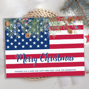 Carte de Noël Patriotique Militaire Américain