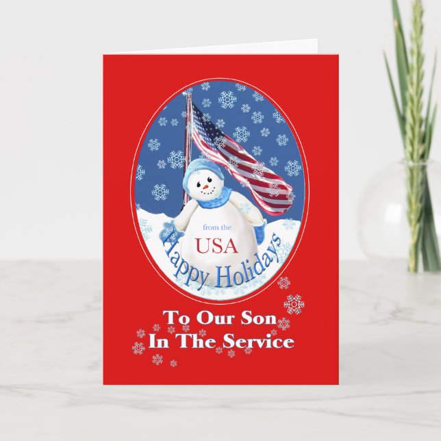 Carte de Noël patriotique pour le fils dans l'armé (Devant)