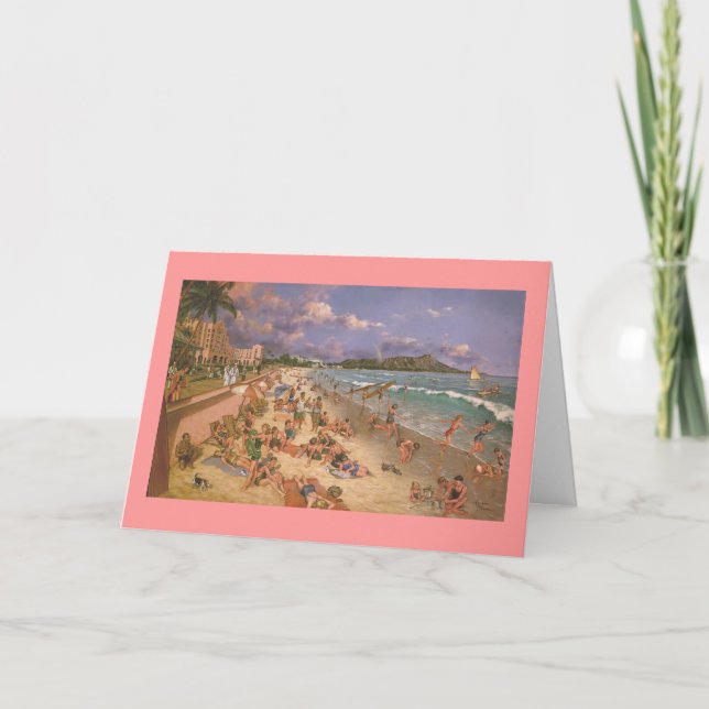 Carte de Noël Paul McGehee "The Beach at Waikiki" (Devant)