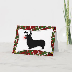 Carte de Noël Pembroke Welsh Corgi Reindeer