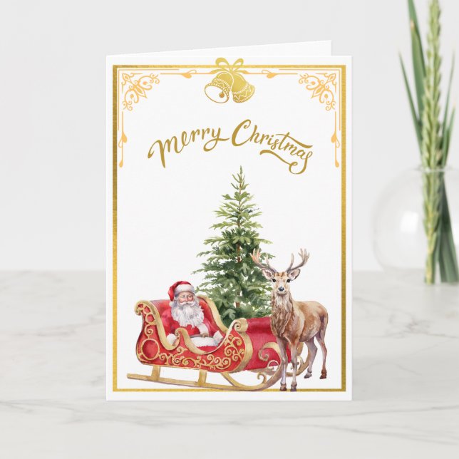 Carte de Noël "Père Noël arrive" (Devant)
