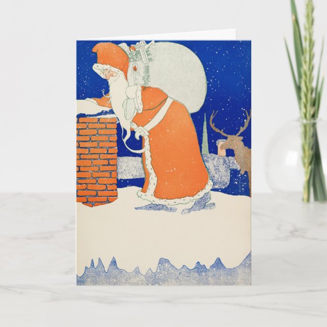 Carte de Noël Père Noël Art vintage (Devant)