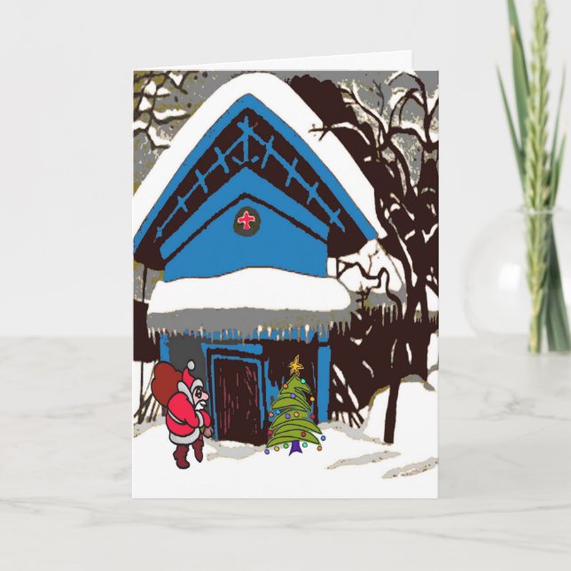 Carte de Noël père Noël at Chalet (Devant)
