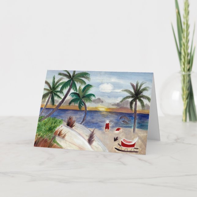 Carte de Noël père Noël Beach Break (Devant)