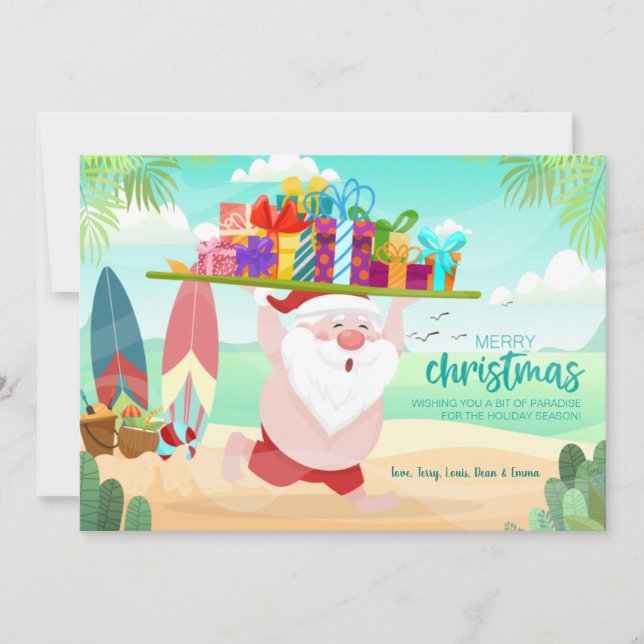 Carte de Noël Père Noël Beachside (Devant)