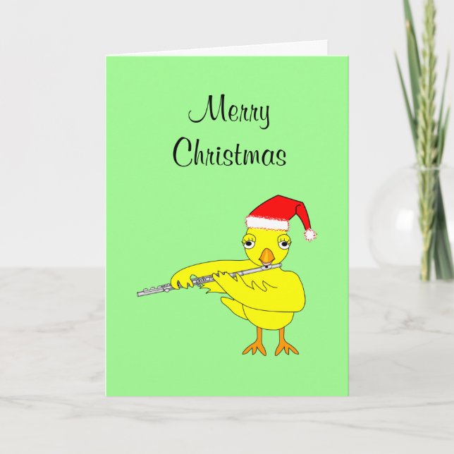 Carte de Noël père Noël Casquette Flute (Devant)