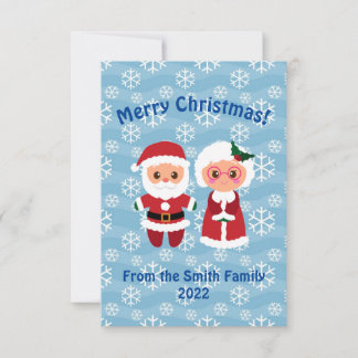 Carte de Noël père Noël et Mme Claus