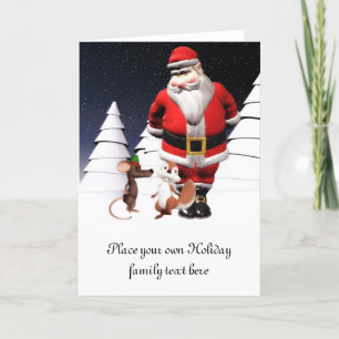 Carte de Noël père Noël et souris