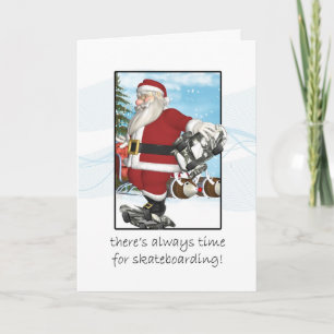 Carte de Noël, Père Noël faisant de la planche à