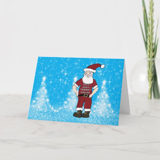 Carte de Noël Père Noël féministe (Devant)