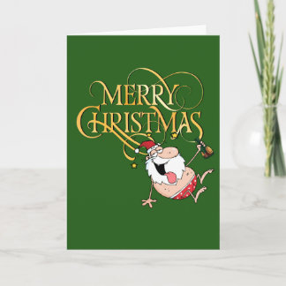 Carte de Noël Père Noël ivre