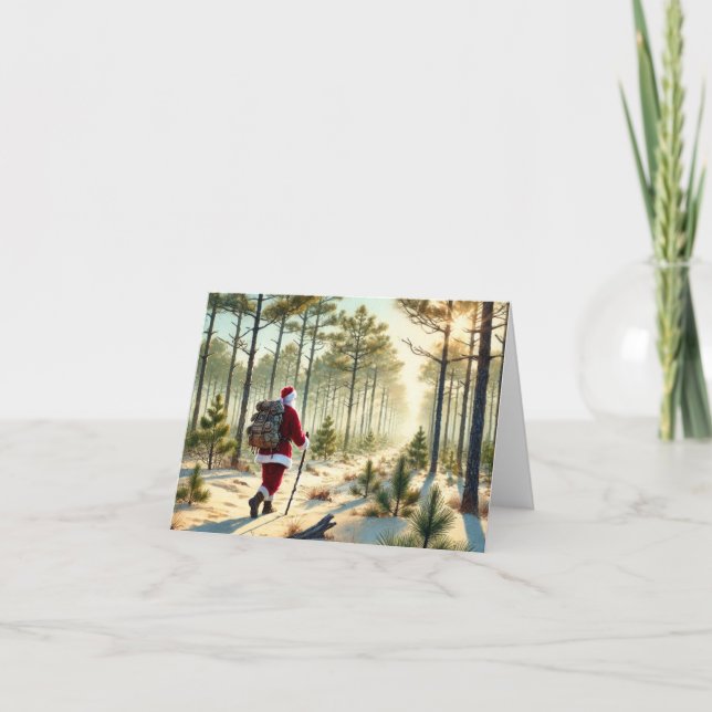 Carte de Noël père Noël Randonnée in Pine Barrens (Devant)