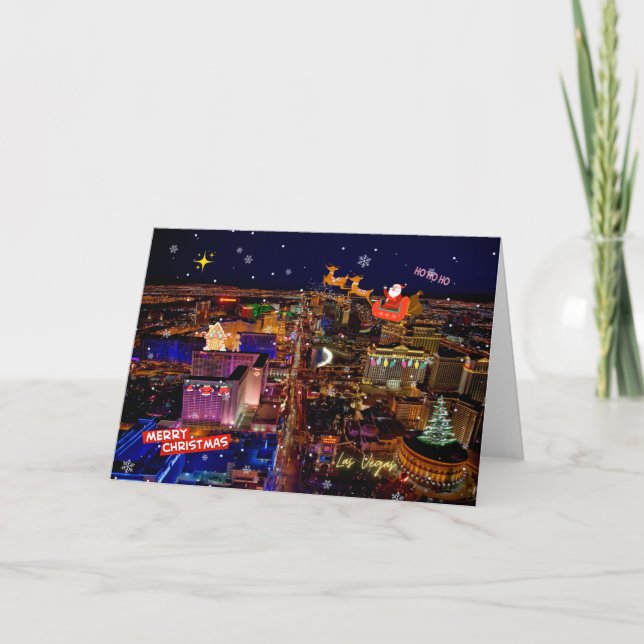 Carte de Noël Père Noël/Reindeds Las Vegas Strip (Devant)