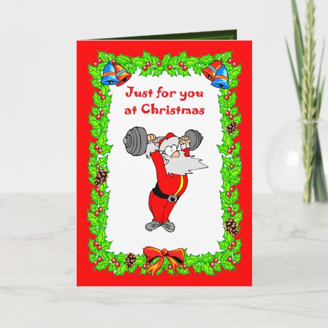 , carte de Noël Père Noël se remise en forme (Devant)