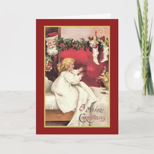 Carte de Noël père Noël Surprise Retro (Devant)
