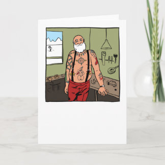 Carte de Noël Père Noël tatouée