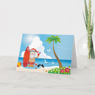 Carte de Noël Père Noël Tropical
