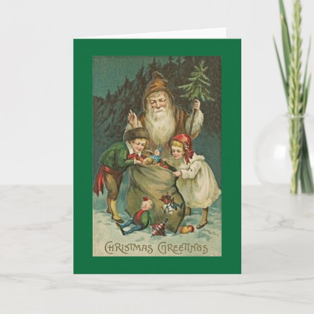 Carte de Noël Père Noël victorienne (Devant)