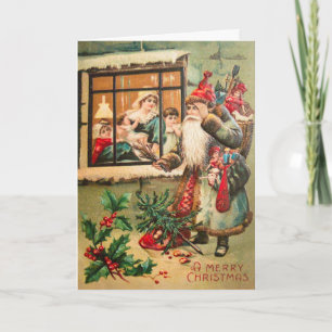 Carte de Noël Père Noël vintage, Customisez-la