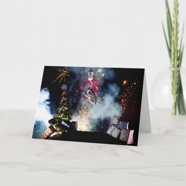 Carte de Noël Père Noël VTT (Devant)