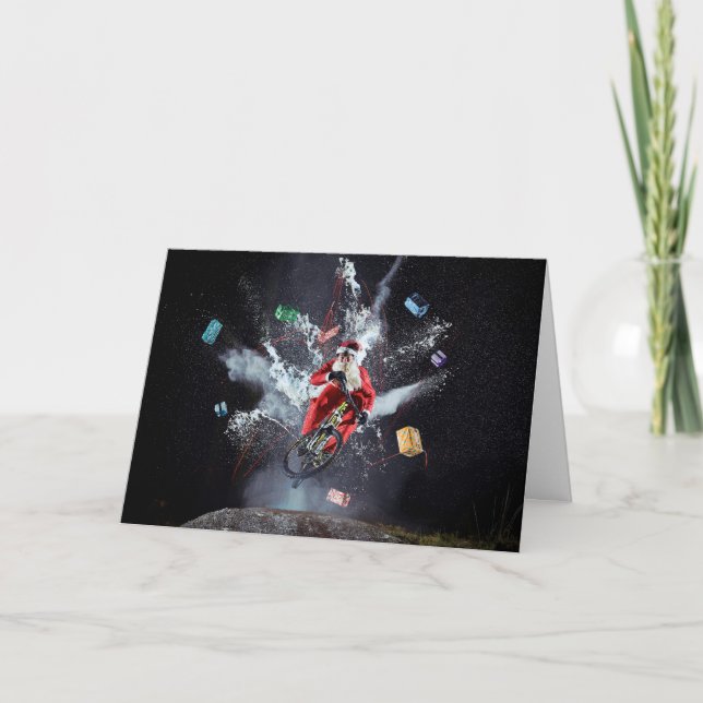 Carte de Noël Père Noël VTT (Devant)
