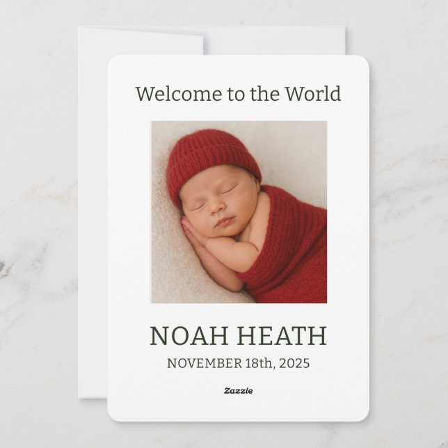 Carte de Noël personnalisable Faire-part bébé (Dos)
