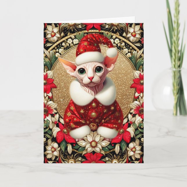 Carte de Noël personnalisable Sphynx Chat (Devant)