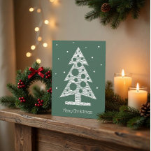 Carte de Noël personnalisée avec arbre en art liné