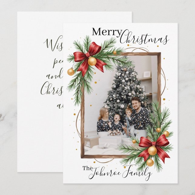 Carte de Noël personnalisée avec cadre photo  (Devant / Derrière)