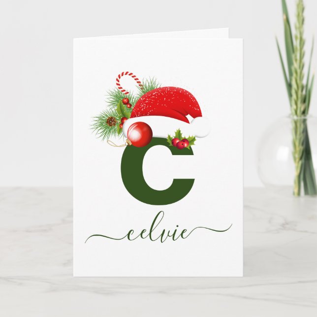 Carte de Noël personnalisée avec monogramme simple (Devant)