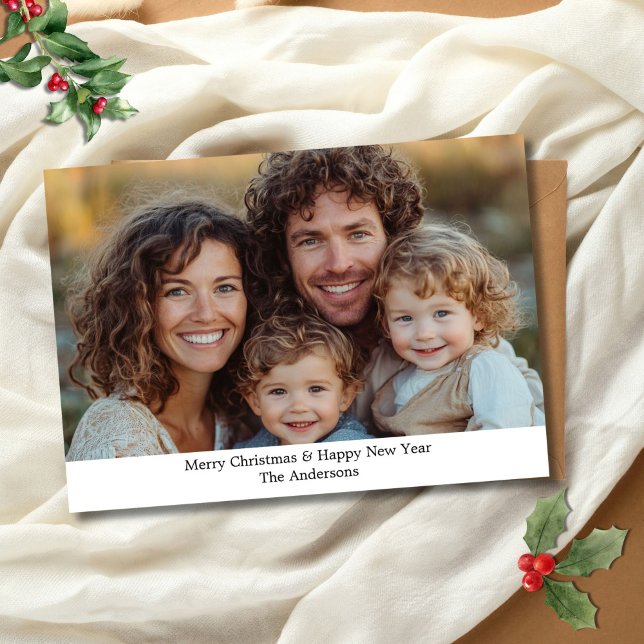 Carte de Noël personnalisée avec photo (Family Photo Christmas Card Personalize it with your own text and photo.)