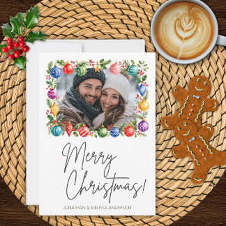 Carte de Noël personnalisée avec photo et ornement