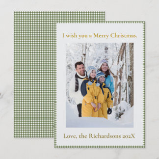 Carte de Noël personnalisée avec plaid gingham ver