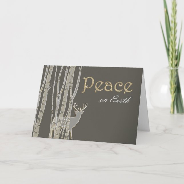 Carte de Noël personnalisée Birch Trees Peace (Devant)