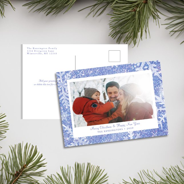 Carte de Noël personnalisée Blue Snowflake (Personalized Blue Snowflake Christmas Card)