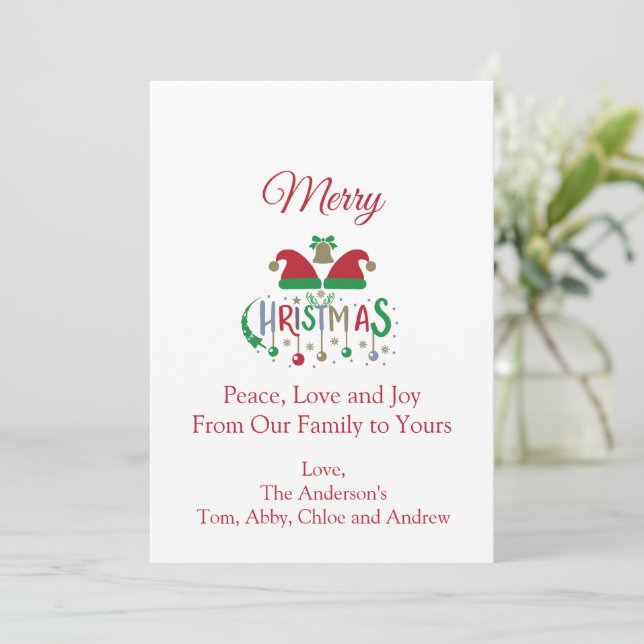 Carte de Noël personnalisée Chapeaux de Père Noël  (Debout devant)